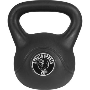 Gorilla Sports Kettlebell súlyzó műanyag 20 kg fekete kép