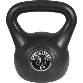 Gorilla Sports Kettlebell súlyzó műanyag 4 kg fekete kép