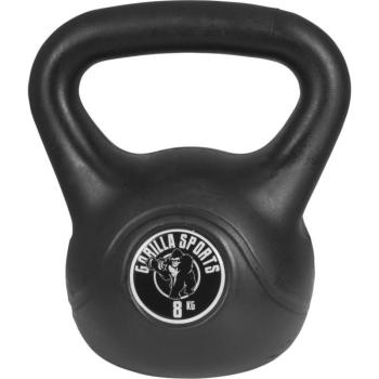 Gorilla Sports Kettlebell súlyzó műanyag 8 kg fekete kép