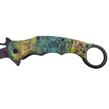 IdeallStore® vadászkés, Wild Forest, karambit modell, 20 cm, zöld kép