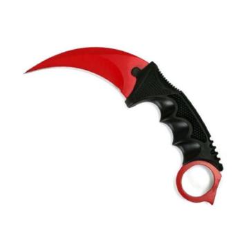 Kés Karambit, rozsdamentes acél, 18.5 cm, piros kép