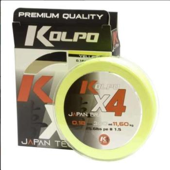 KOLPO K045300918 KX4 fonott zsinór fluo-sárga színben 150M 0,18 1... kép