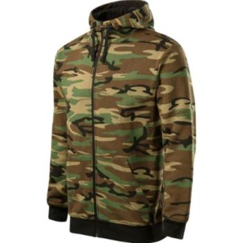 Malfini Camo Zipper terepmintás pulóver kapucnival, camouflage brown, 300 g/m2 kép