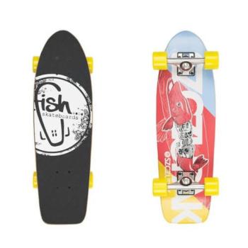 Mini longboard Fish Old School Cruiser Szczupak 26"  Silver-Yellow kép