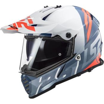 Motoros sisak LS2 MX436 Pioneer Evo  Evolve White Cobalt  3XL(65-66) kép