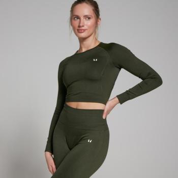 MP Női Shape Seamless Hosszú Ujjú Crop Top - Erdőzöld - L kép