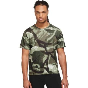 Nike NK DF MILER TOP SS CAMO Férfi póló futáshoz, khaki, méret kép