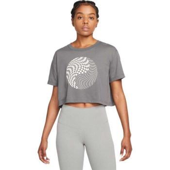 Nike NK DF TEE CROP YOGA Női póló, sötétszürke, méret kép