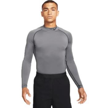 Nike NP DF TIGHT LS MOCK M Férfi edzőfelső, szürke, méret kép