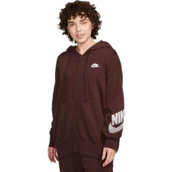 Nike NSW PHNX FLC FZ HOODIE DNC Női pulóver, barna, méret kép