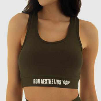 Női sportmelltartó STUFFED - Iron Aesthetics, katonazöld kép