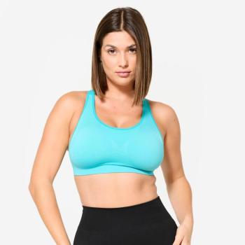Női sportmelltartó, varrásmentes, úszóhát kialakítású, közepes tartás Decathlon kép