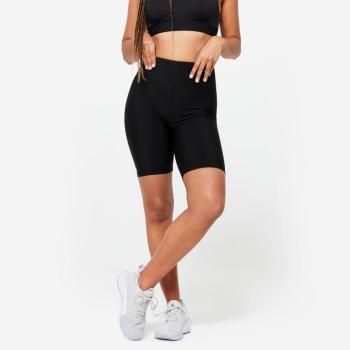 Női térdnadrág fitneszhez FST100, magasított derekú, fekete Domyos kép