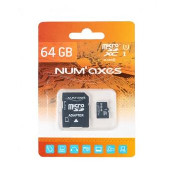 NUM´AXES 64GB Micro SDHC Class 10 memóriakártya adapterrel kép