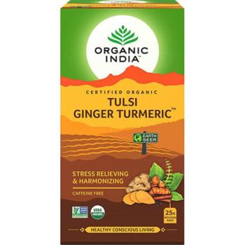 Organic India Bio India Tulsi kurkumával és gyömbérrel adagolt tea emésztés, vérkeringés 25 tasak (25 x 1,9 g) kép