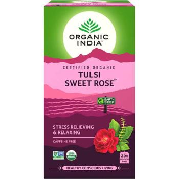 Organic India Bio India Tulsi Sweet Rose adagolt tea nyugtató, stressz, relaxáció 25 tasak (25 x 1,6 g) kép