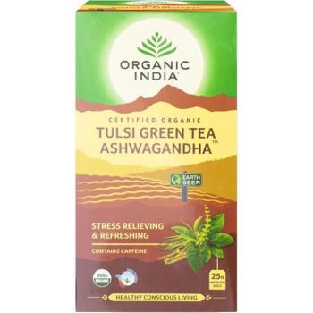 Organic India Tulsi Green Tea Ashwagandha adagolt tea, vitalitás 25 tasak (25 x 2 g) kép