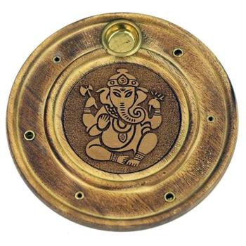 Phoenix Import Phoenix állvány különböző vastagságú füstölőkhöz, kerek, fa 9,5 cm Típus: Ganesha kép