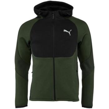 Puma EVOSTRIPE FULL ZIP HOODIE Férfi pulóver, sötétzöld, méret kép