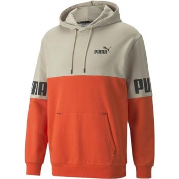 Puma POWER COLORBLOCK HOODIE TR Sportos pulóver, bézs, méret kép