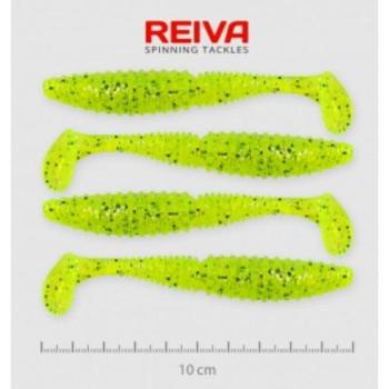 Reiva Zander Power Shad 10cm 4db/cs /Neonzöld-Flitter/ (9901-103) kép