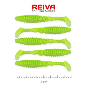 Reiva Zander Power Shad 8cm 5db/cs (Fluo Zöld Flitter I.) kép