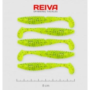 Reiva Zander Power Shad 8cm 5db/cs /Neonzöld-Flitter/ (9901-803) kép