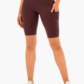 Ryderwear Women‘s Reset High Waisted Pocket Bike Shorts Chocolate kép
