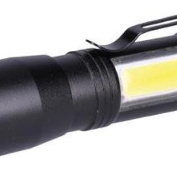 Solight LED fémlámpa 3W + COB, 150 + 60lm, AA, fekete kép