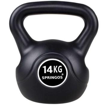 Springos 14 kg-os kettlebell, füles súlyzó, gömbsúlyzó – fekete kép