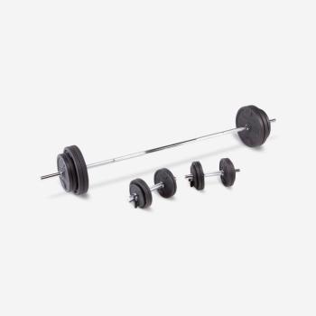Súlyzókészlet és rúd, fém, 93 kg-os, 28 mm-es Corength kép