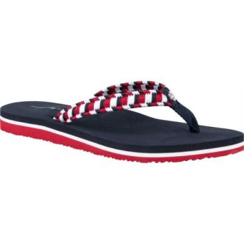 Tommy Hilfiger WOVEN WEBBING FLAT BEACH SANDAL Női flip-flop papucs, sötétkék, méret kép