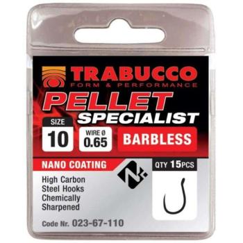 Trabucco Pellet Specialist Barbless 10 15db, szakáll nélküli horog kép