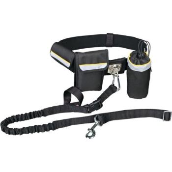 TRIXIE HANDS FREE BELT + LEASH Kutyafuttató öv pórázzal, fekete, méret kép