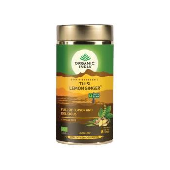  Tulsi LEMON GINGER Citrom Gyömbér, szálas bio tea, 100g - Organic India kép