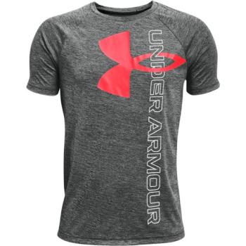 Under Armour TECH SPLIT LOGO HYBRID Fiú póló, sötétszürke, méret kép