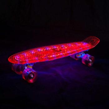 Világító penny board gördeszka, piros kép