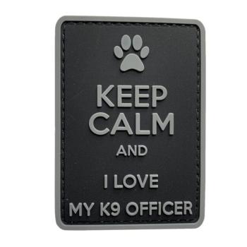 WARAGOD Keep Calm and I love my K9 PVC rátét, fekete-szürke kép