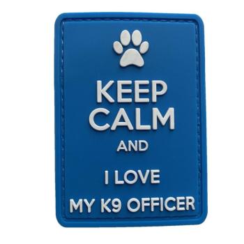 WARAGOD Keep Calm and I love my K9 PVC rátét, kék kép