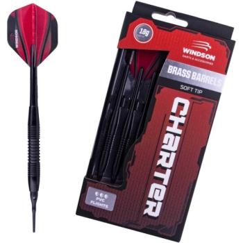 Windson CHARTER 18 G BRASS SET Sárgaréz darts nyilak puha hegyekkel, fekete, méret kép