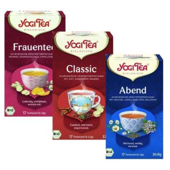 Yogi Tea Csomag női tea, lefekvés előtti tea és klasszikus ájurvédikus tea gyógyteák 3 db 17 x 1,8 g kép