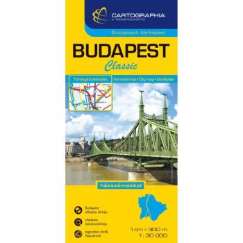 Budapest Classic térkép 1:30 000, puha borító, házszámokkal - tömegközlekedéssel Cartographia kép