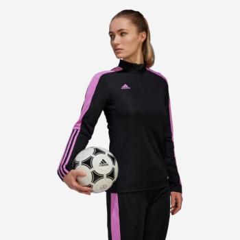 Női melegítőfelső futballozáshoz TIRO, fekete, rózsaszín Adidas kép