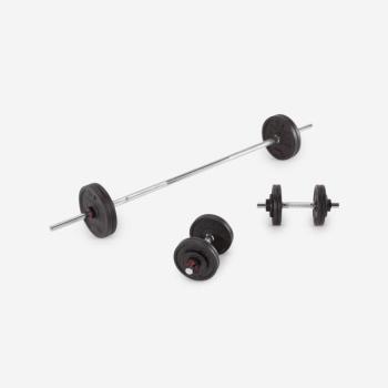 Súlyzókészlet és rúd, fém, 50 kg-os, 28 mm-es Corength kép